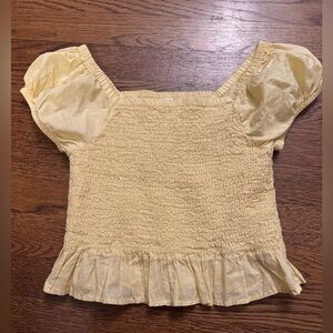 GAP Light Yellow Smocked Blouse